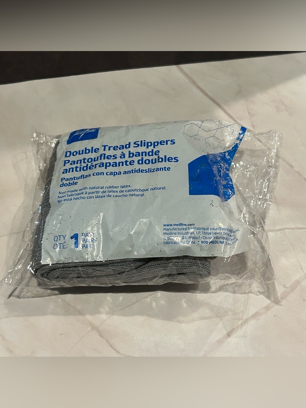 Medline Double Tread Disposable Slippers - Gray